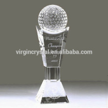 Golf ball VIP glass crystal trophy for golf sports souvenirs trophy with exquisite base