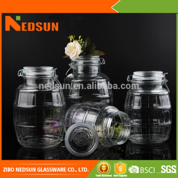 Embossed customized storage glass jar with clip lid