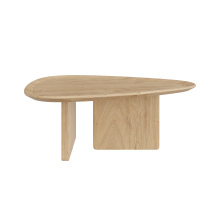 Geometric solid wood oval coffee table