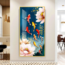 Golden Koi Fish Feng Shui Art: 9-Piece Canvas Painting with Lotus Design