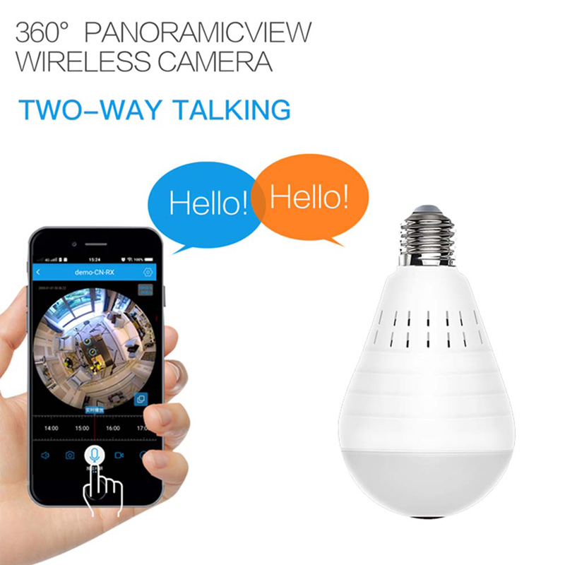 960p Wifi Panoramic 360 Degree Wireless Home Security Video Surveillance Night Version Two Way Audio Led Bulb With Camera