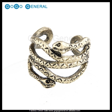 Vintage Double Snake Mens Gold Rings