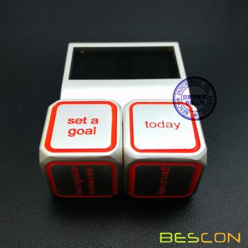 Bescon Promotional Motivational Solid Metallic Dice Set, 2pcs Motivational Desktop Metal Dice Set One Inch D6 Matt Silver