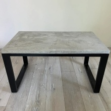 Grey Minimalist Metal Frame Concrete Coffee Table