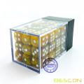 Bescon 12mm 6 caras Dice 36 en Brick Box, 12 mm Six Sided Die (36) Bloque de dados, Mármol Golden