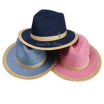 Fahion bright color cheap paper braid straw panama hat