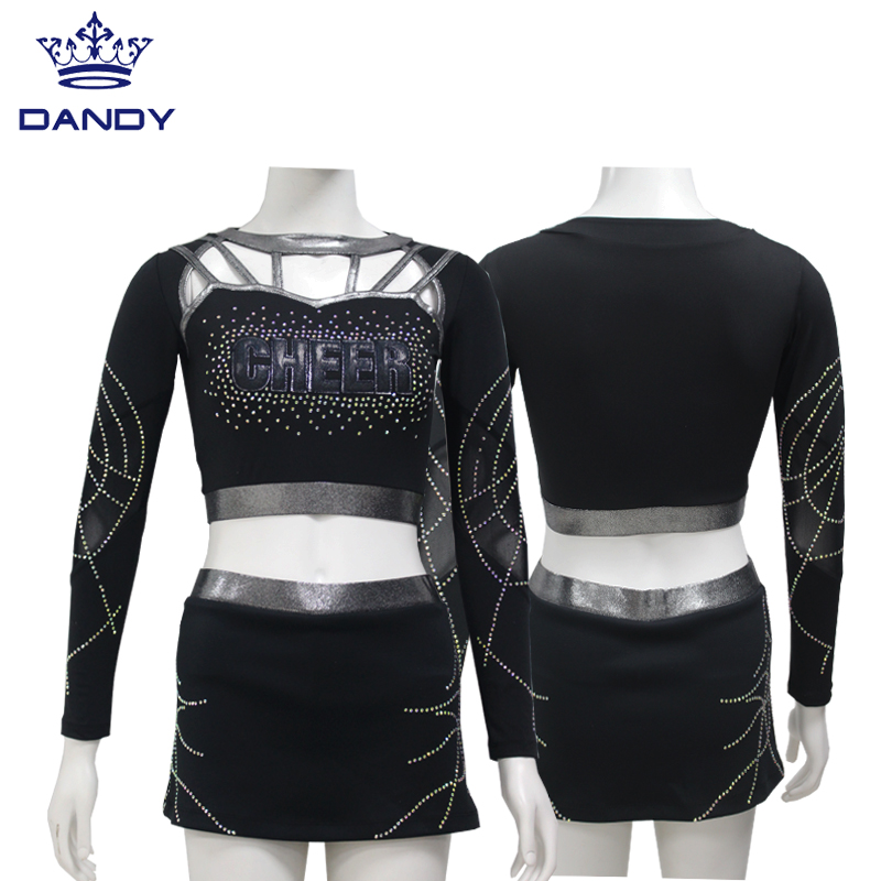 Custom gunmetal crop top cheer uniform