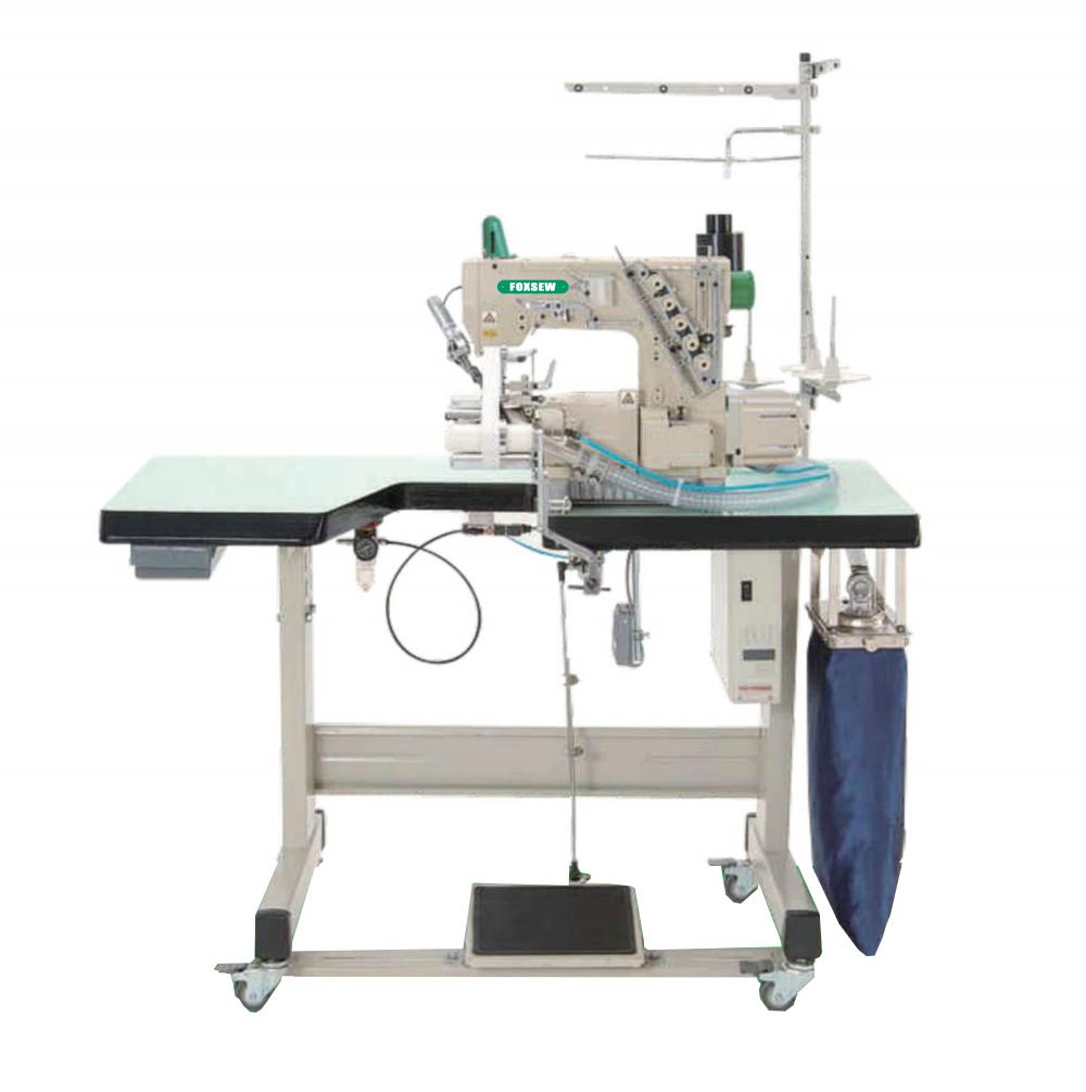ماكينة الخياطة المتشابكة ذات الأسطوانة المباشرة مع ماكينة تقليم أوتوماتيكية وآلة تشذيب من الجانب الأيمن