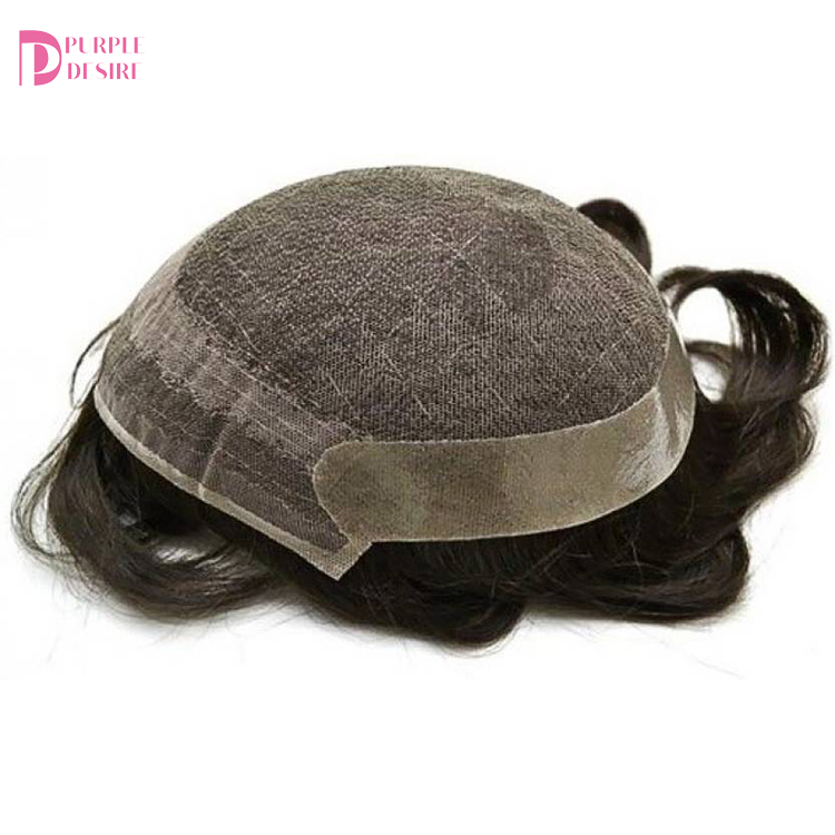 Stock Natural Black 100% Human Hair 130%-- 180% Density Virgin Human Hair Mens Toupee