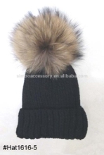 faux wool knitted hat with real mink fur pom pom,wool cap,earflap hat,autumn and winter hat,garment accessories