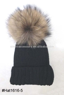 faux wool knitted hat with real mink fur pom pom,wool cap,earflap hat,autumn and winter hat,garment accessories