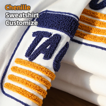 Custom Patched Fitted Cotton Fleece Pullover Sweatshirt