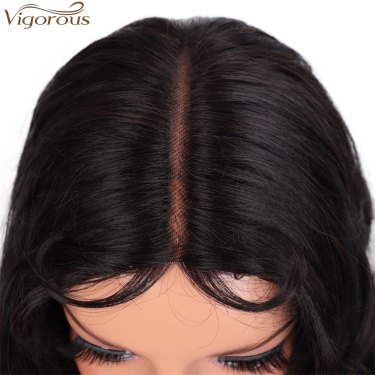 Vigorous High Temperature Long Body Wavy Wig Middle Part Synthetic Natural Black Wigs For Black Women Wholesale Price