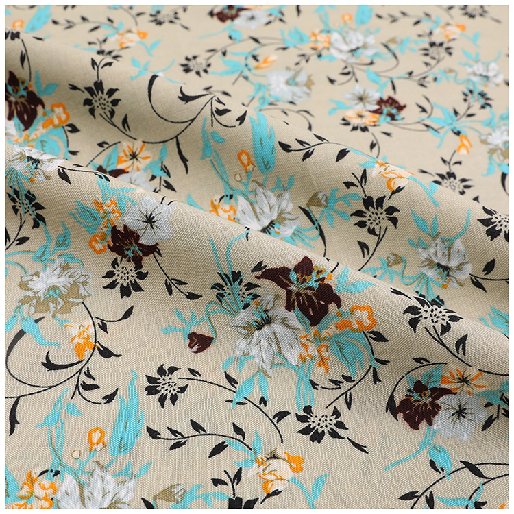 Floral Pattern Woven Rayon Challis Printed Fabric
