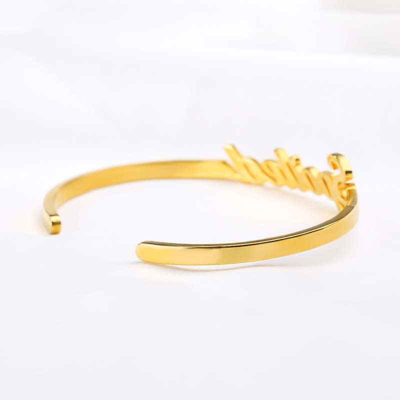 Shangjie OEM Classy Custom Bangle Bracelet Name Bracelet Personalised Stainless Steel Cuff Bracelet