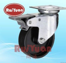 European type plastic double brake locking caster wheels
