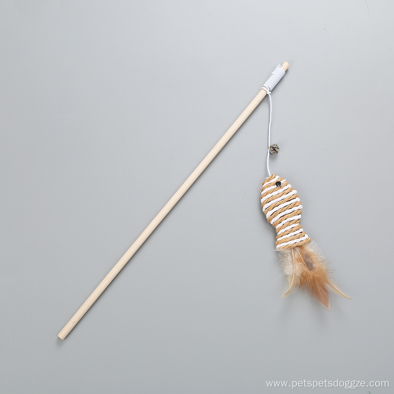 Mouse on a wooden stick feather cat toy