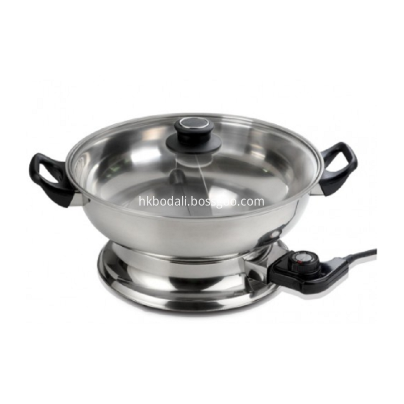 Stainless Steel Electric Hot Pot With Glass Cover