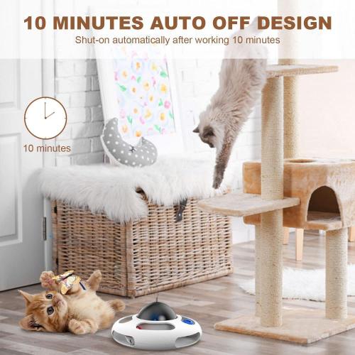 Automatic Electronic Rotating Butterfly Kitten Cat Toys with Roller 2 Tracks Ball