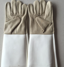 Gray Large Size Fireproof Leather Welding Gloves