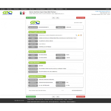 México Importación de Datos Aduaneros de Polietilenglicol