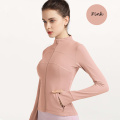 Großhandel Frauen Reißverschluss Jacke Spandex Nylon Pink
