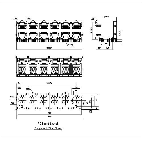 ATRJ5922-8P8C-X-C-K-B RJ45 Jack Side Entry 2X6P Shielded With LED & EMI