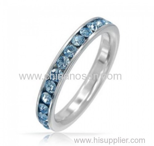 Blue Topaz Color Cz Band Ring 