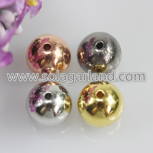 4-16mm Acrylic Electroplating Metallic Round Chunky Beads