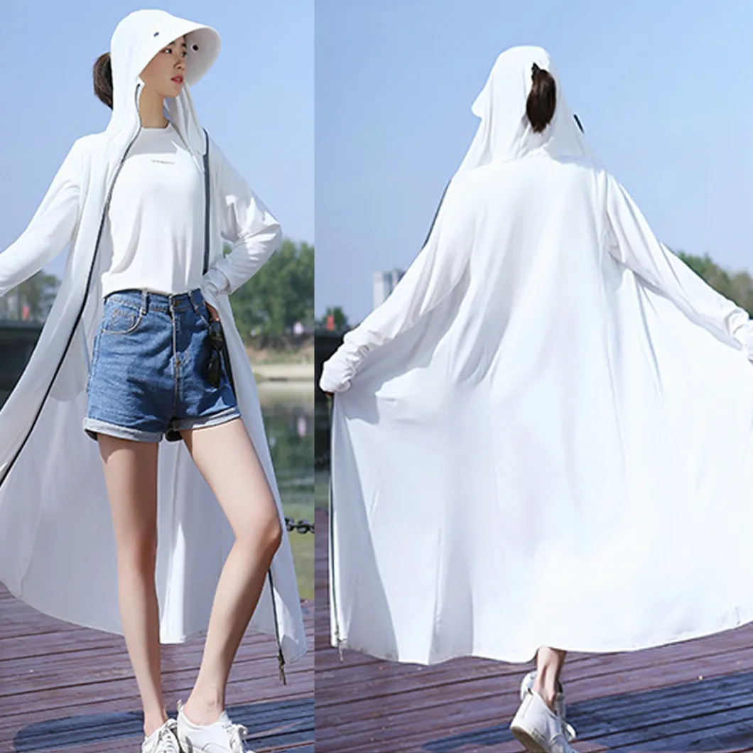 Long Women's Sun Protection Suit with Face Mask Upf50+