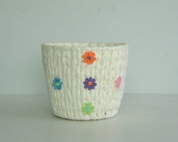 Round paper rope weaving flower basket