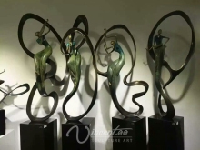 China ancient music home decor metal abstract playing flute bronze statue