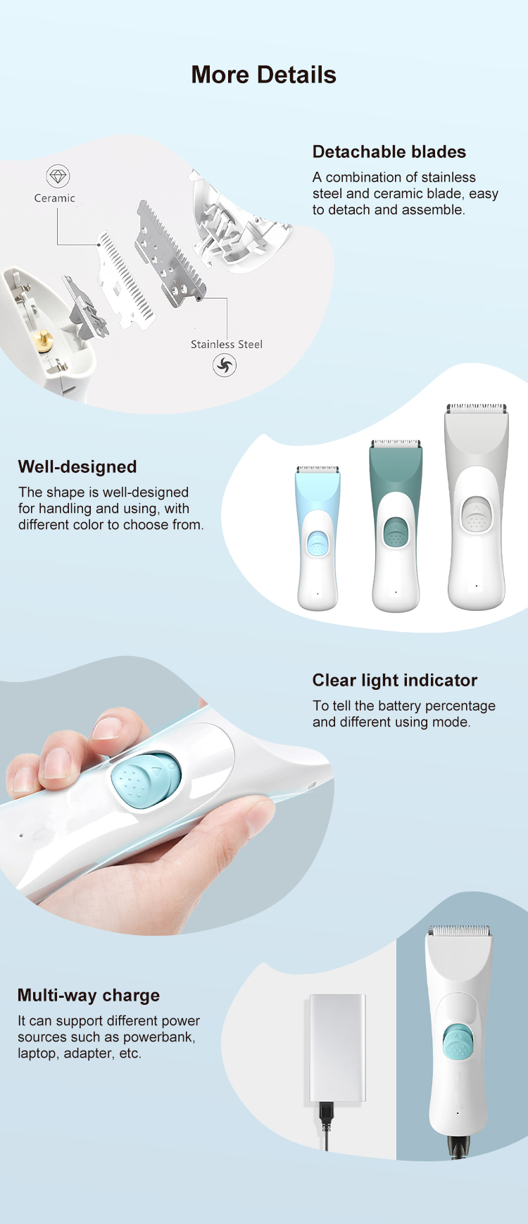 Ultra-quiet Ceramic Blade Electric Children's Hair Trimmers Ultra-quiet Ceramic Blade Electric Children's Hair Trimmers