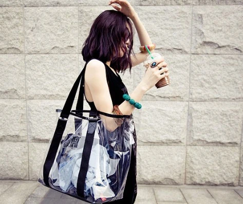 Women Summer Transparent Sugar Jelly Handbag Clear PVC Holographic Waterproof Beach Bag