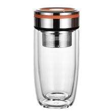 320ml Double-layer High Borosilicate Glass Water Bottle with Tea Strainer