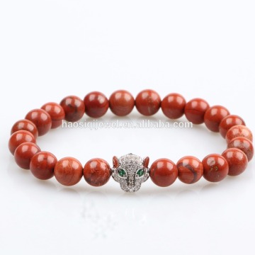 Natural red agate stone bracelet CZ leopard bracelet wholesale
