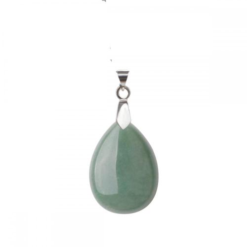 Natural 28x35MM Green Aventurine Waterdrop Pendant Necklace