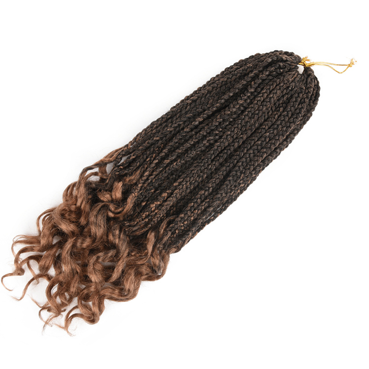 High Quality Synthetic Crochet Braids For Hair Extension Curly Ends Box Braids Ombre Crochet Hair Extension