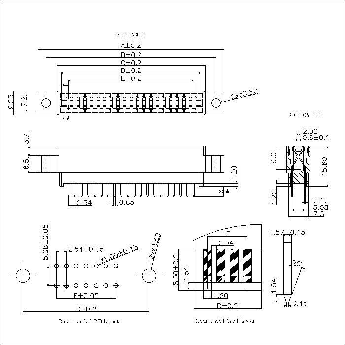 ECCS-XBBS0SB02 2.54MM Slot Straight DIP Connectors With Ear Connectors