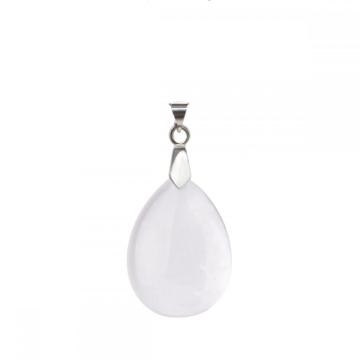 Natural Quartz Crystal 28x35MM Waterdrop Pendant Necklace with 45CM Silver Chain