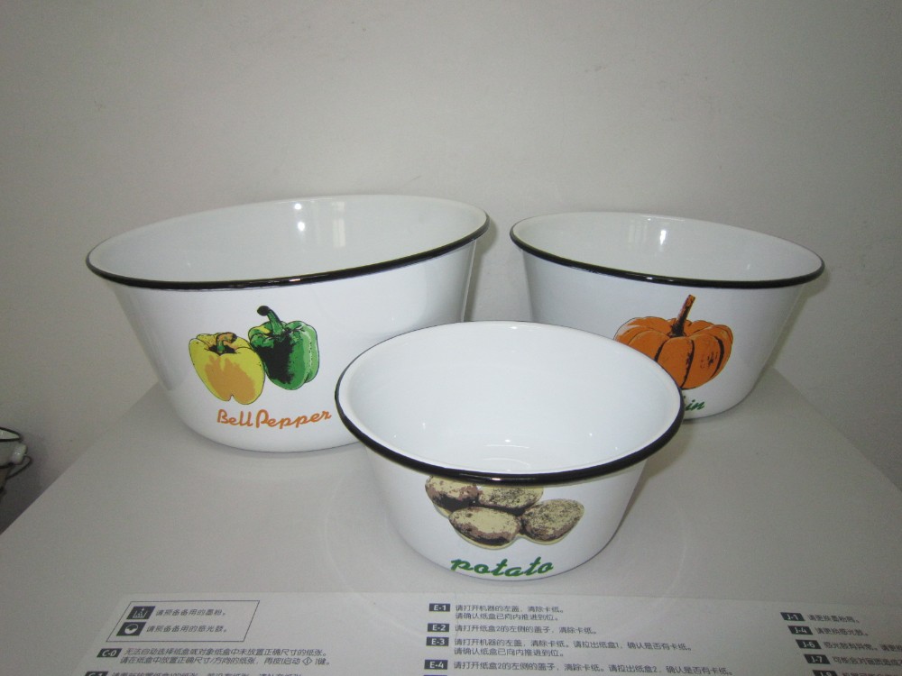 Dia 24cm Enamel Mixing Bwol Dessert Bowl Salad Bowl