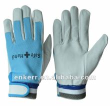 ENKERR pig grain leather glove work glove polyester and spandex back