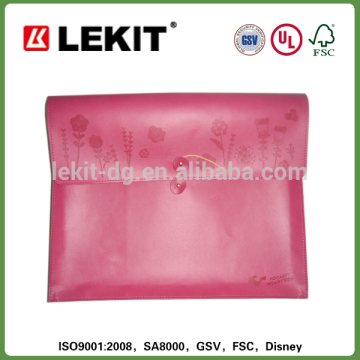 Leather document bag with debossed logo