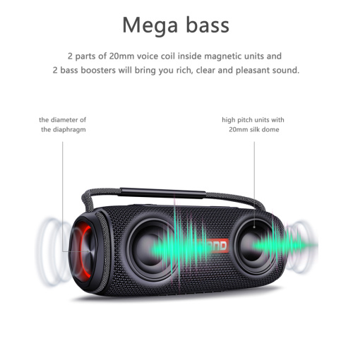 Enceinte Bluetooth étanche avec Bass+ et stéréo Hi-Fi