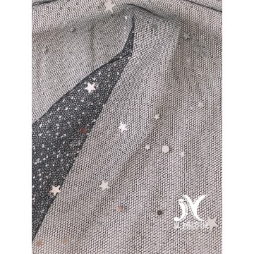 Silver Foil Star Sequin Mesh Fabric