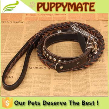 High Quality Braided Leather Dog Leashes, Leather Leashes for Dogs/dog leash