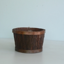 round wood bark collecting basket without handle
