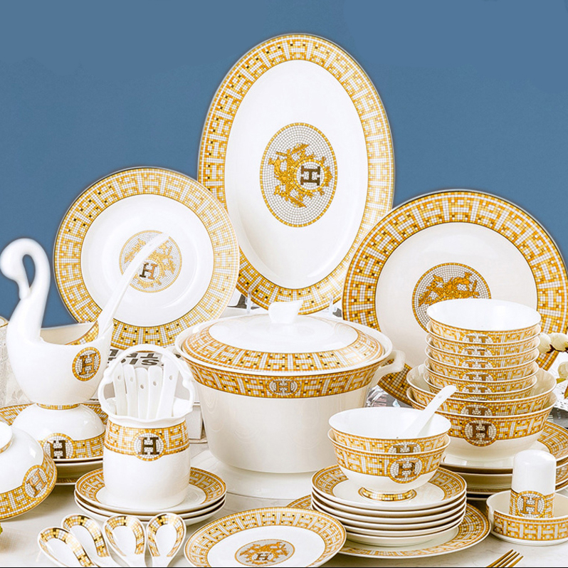 Bone Tableware Set Bowls and Dishes H Mosaic