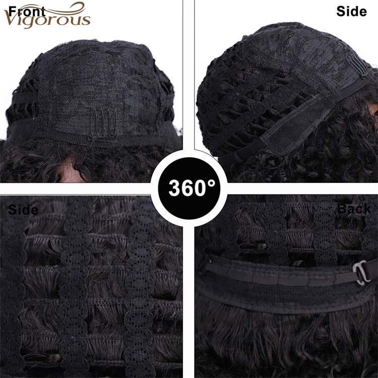 Vigorous High Temperature Synthetic Black Party Halloween Wig Cheap Short Kinky Curly Wigs for African American Women