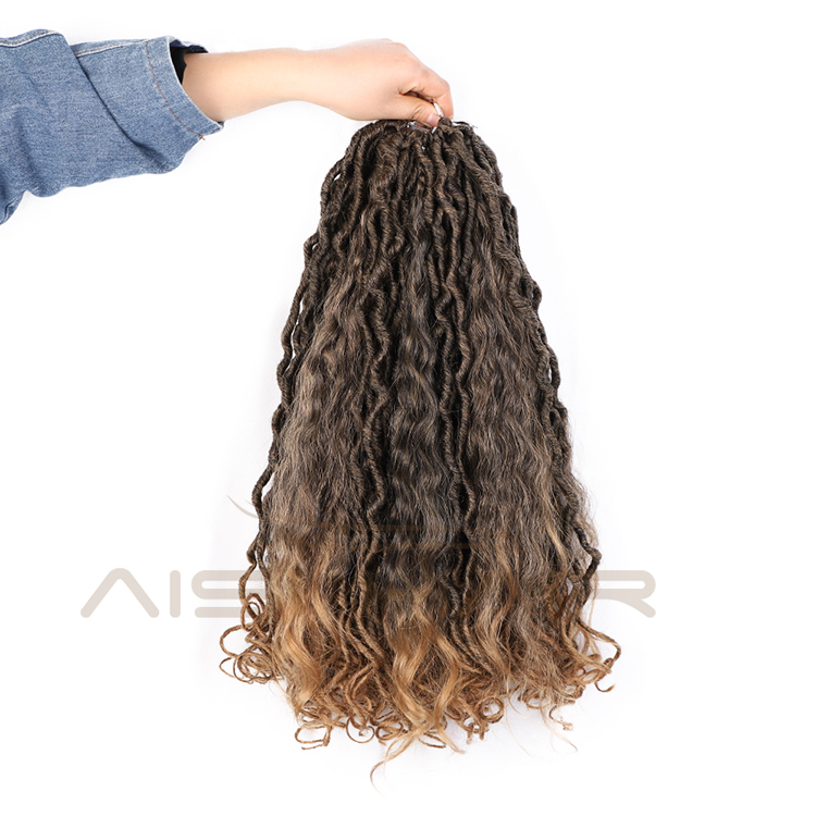 Aisi Hair Wholesale Faux Locs Ombre Brown Crochet Braids Hair Faux Locks Synthetic Braids Hairpieces Extensions For Black Women